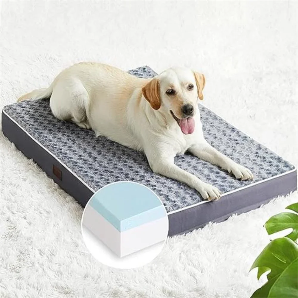 Orthopedic Memory Foam Dog Bed for Large Dogs, Waterproof Dog Crate Bed